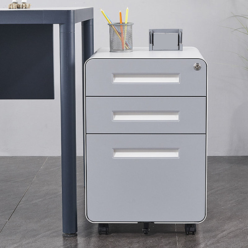 Contemporary File Cabinets Steel Frame Key Lock Mobile Filing Cabinet