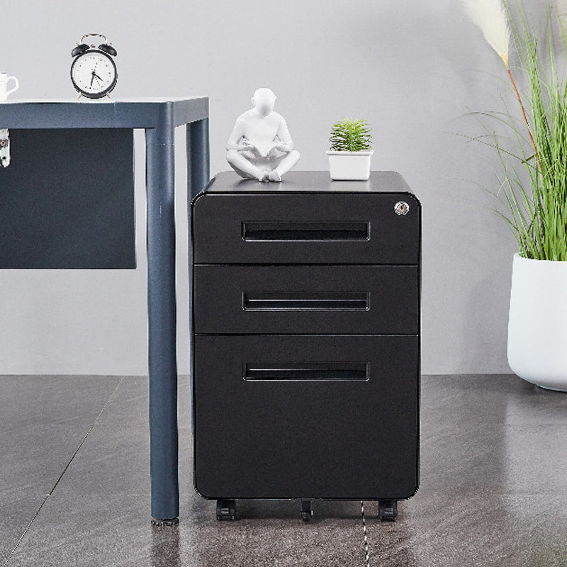 Contemporary File Cabinets Steel Frame Key Lock Mobile Filing Cabinet