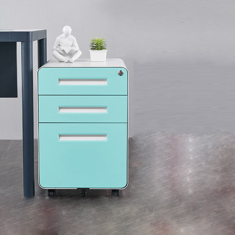 Contemporary File Cabinets Steel Frame Key Lock Mobile Filing Cabinet