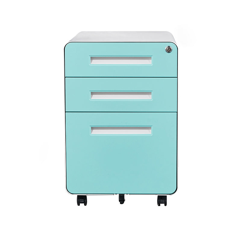 Contemporary File Cabinets Steel Frame Key Lock Mobile Filing Cabinet