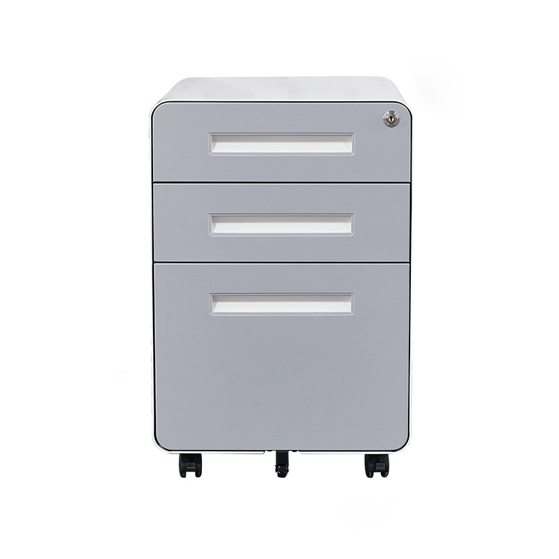 Contemporary File Cabinets Steel Frame Key Lock Mobile Filing Cabinet