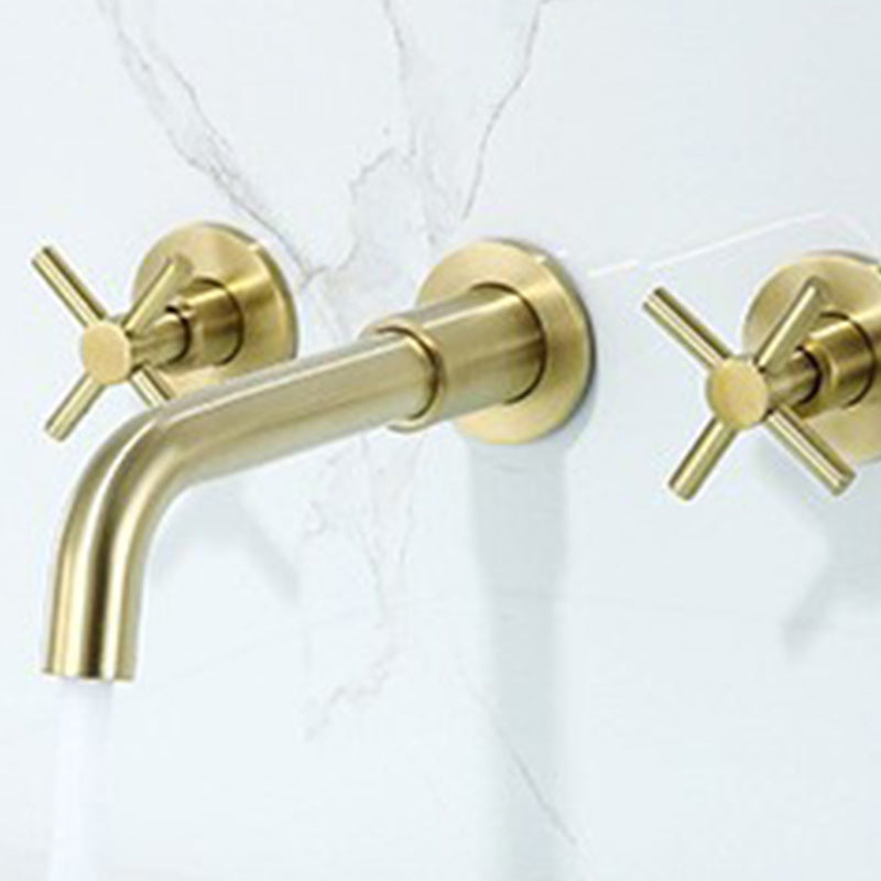 Glam Style Faucet 3 Holes Wall Mounted Bathroom Faucets with 2 Cross Handles