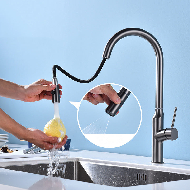 Modern Kitchen Faucet Stainless Steel 1-Handle High Arc Retractable Kitchen Faucet