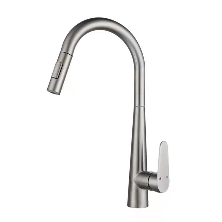 Modern Retractable Kitchen Faucet Stainless Steel 1-Handle High Arc Kitchen Faucet