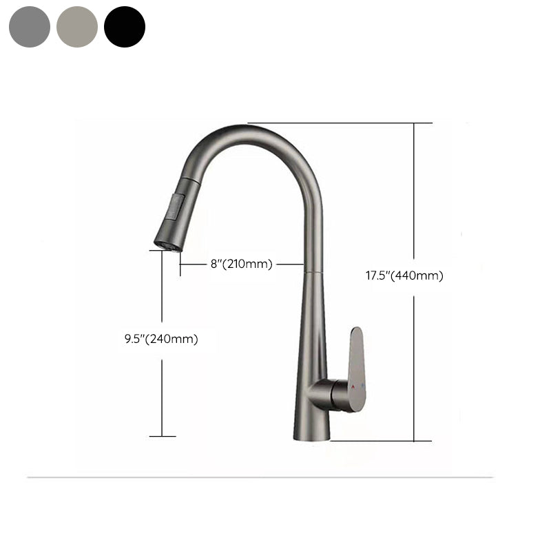 Modern Retractable Kitchen Faucet Stainless Steel 1-Handle High Arc Kitchen Faucet