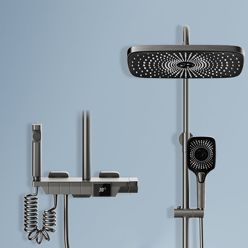 Modern Brass Shower Set 2 Shower Heads Shower Faucet in Gray and White