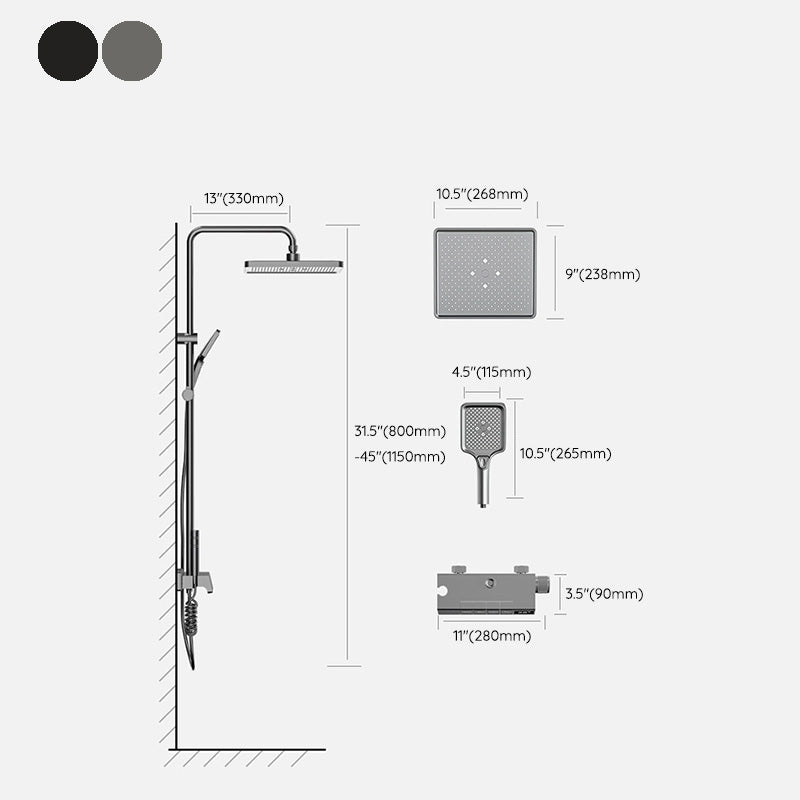 Contemporary Shower Set Slide Bar Dual Shower Head Thermostatic Wall Mounted Shower System