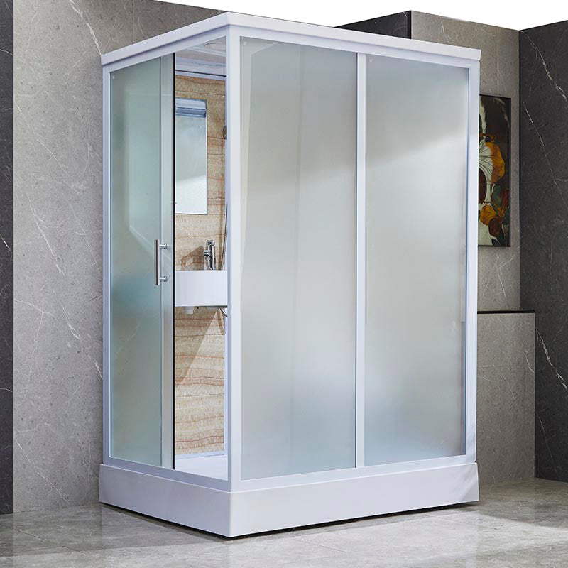 Contemporary Rectangle Shower Stall Clear Framed Shower Stall with Ceiling