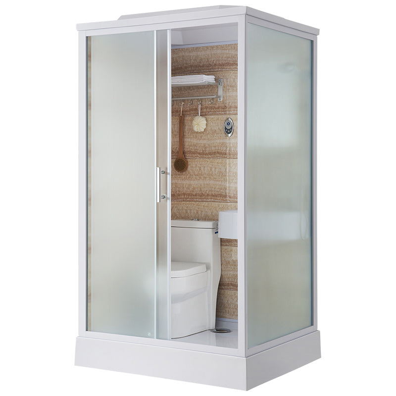 Contemporary Rectangle Shower Stall Clear Framed Shower Stall with Ceiling