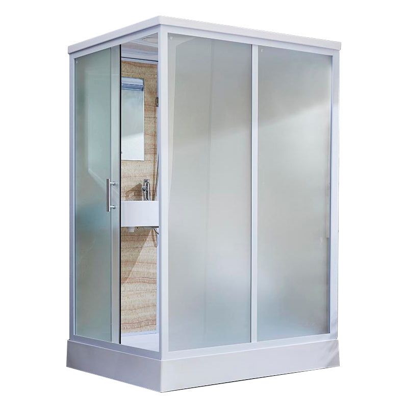 Contemporary Rectangle Shower Stall Clear Framed Shower Stall with Ceiling