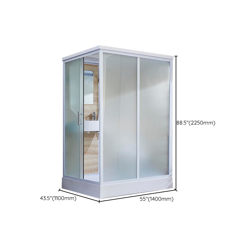 Contemporary Rectangle Shower Stall Clear Framed Shower Stall with Ceiling