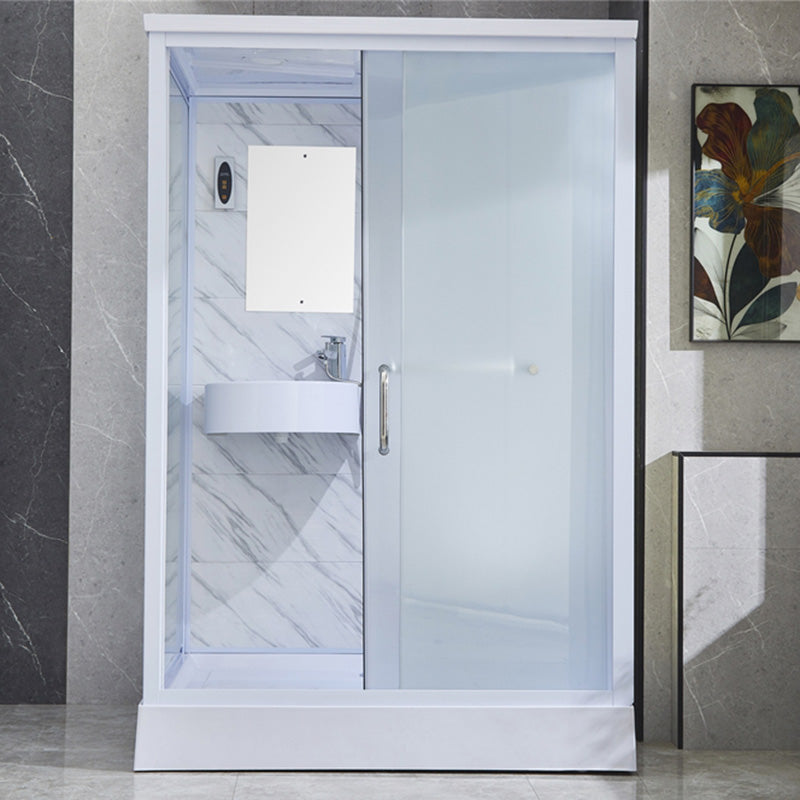 Rectangular Frosted Glass Shower Enclosure Single Sliding Framed Shower Enclosure