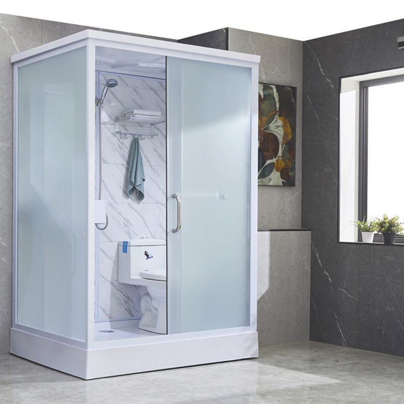 Rectangular Frosted Glass Shower Enclosure Single Sliding Framed Shower Enclosure