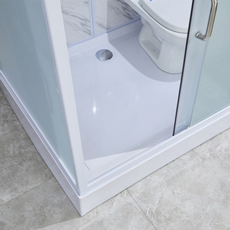 Rectangular Frosted Glass Shower Enclosure Single Sliding Framed Shower Enclosure