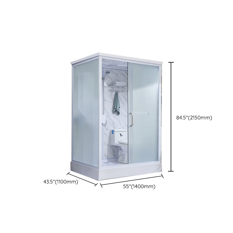 Rectangular Frosted Glass Shower Enclosure Single Sliding Framed Shower Enclosure