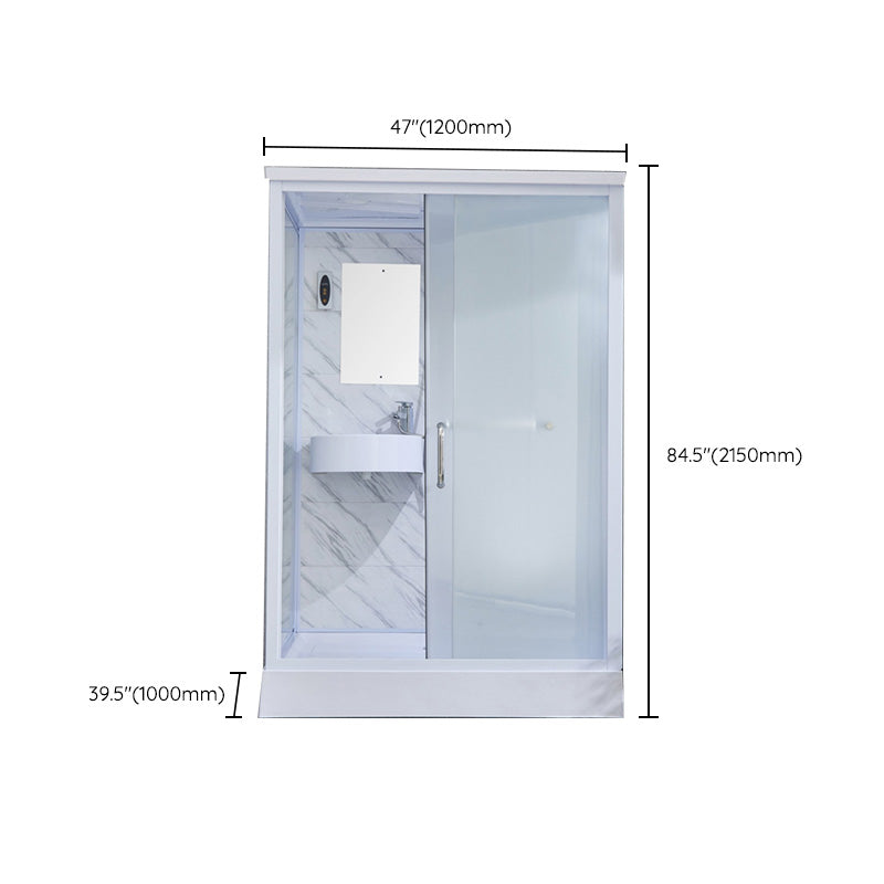 Rectangular Frosted Glass Shower Enclosure Single Sliding Framed Shower Enclosure