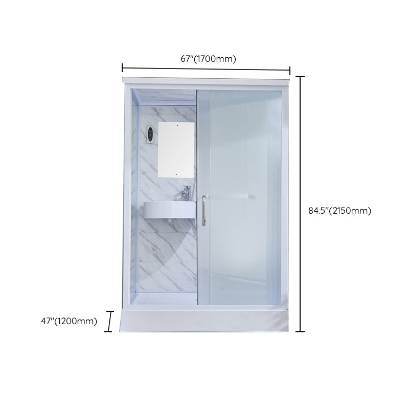 Rectangular Frosted Glass Shower Enclosure Single Sliding Framed Shower Enclosure