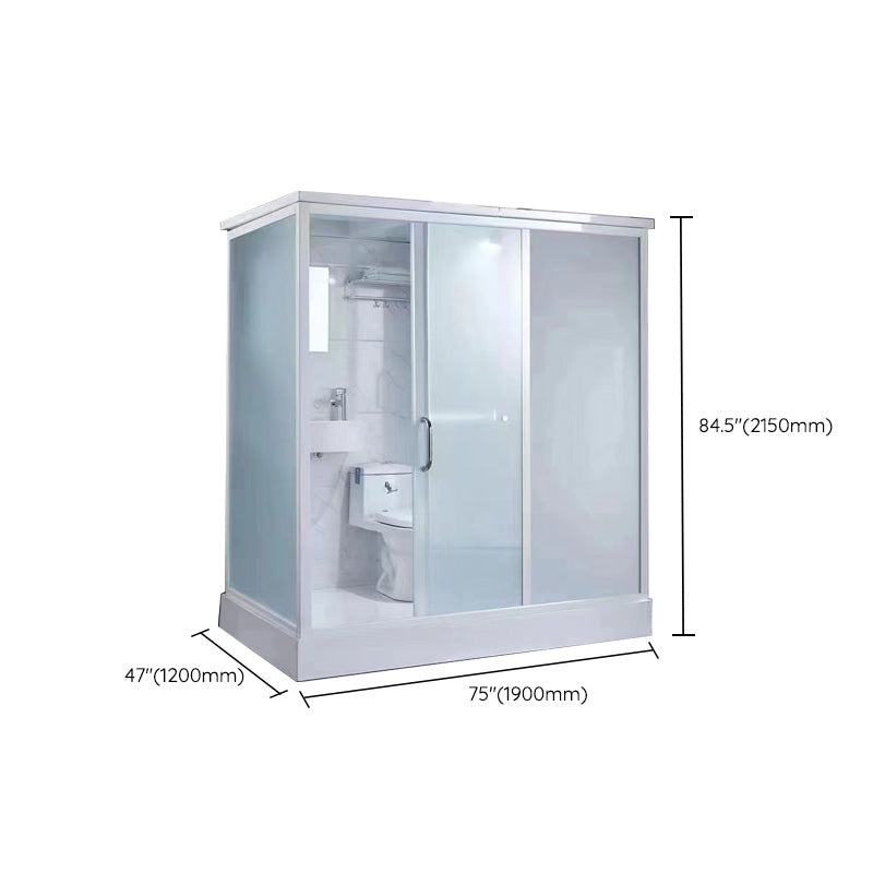 Rectangular Frosted Glass Shower Enclosure Single Sliding Framed Shower Enclosure