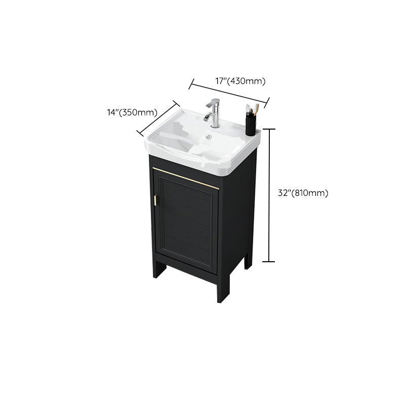 Modern Metal Sink Cabinet Mirror Wall-Mounted Bathroom Vanity Cabinet in Black