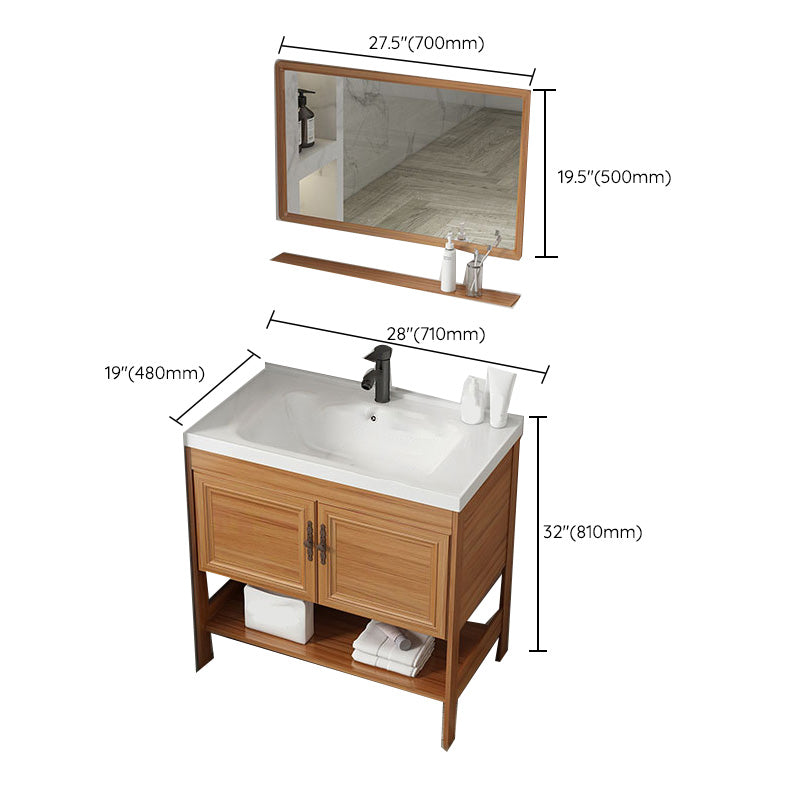 Contemporary Vanity Sink Wooden Mirror Cabinet Bathroom Space Saver Vanity