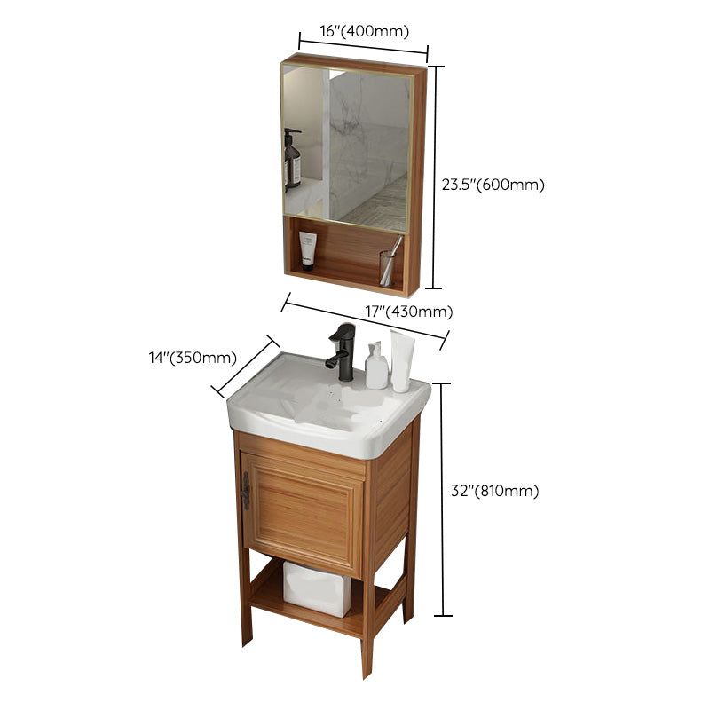 Contemporary Vanity Sink Wooden Mirror Cabinet Bathroom Space Saver Vanity