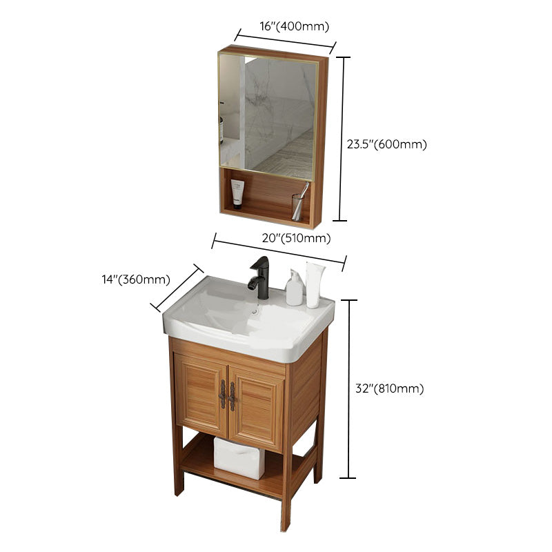 Contemporary Vanity Sink Wooden Mirror Cabinet Bathroom Space Saver Vanity