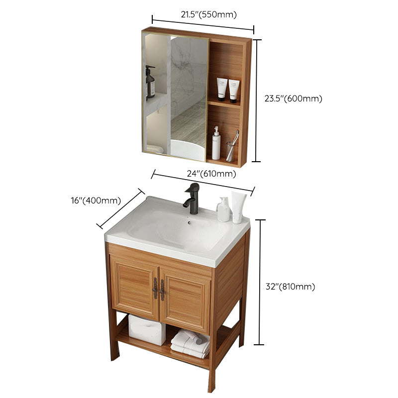 Contemporary Vanity Sink Wooden Mirror Cabinet Bathroom Space Saver Vanity