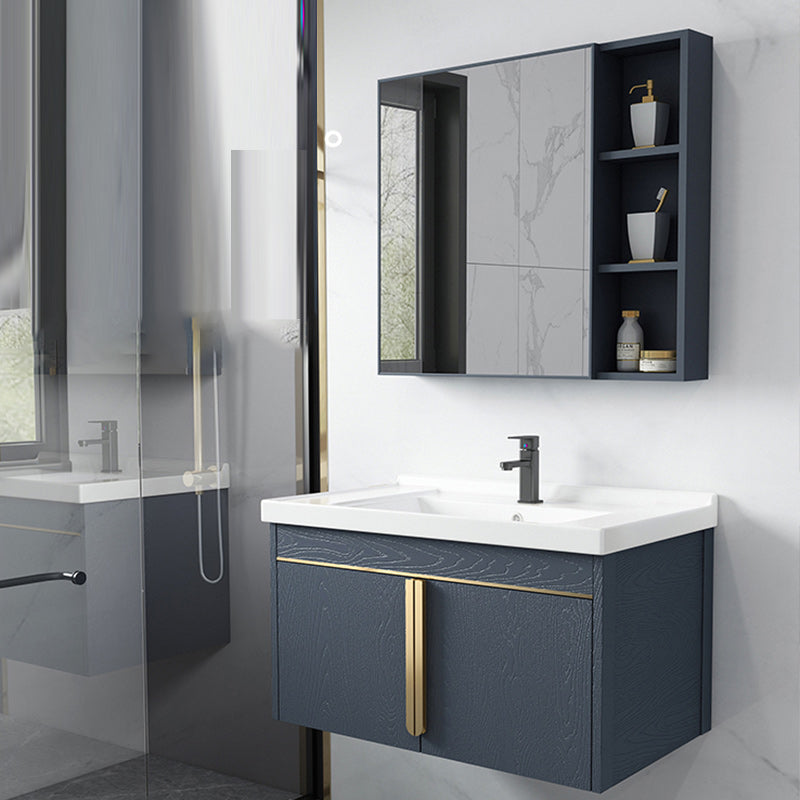 Modern Sink Vanity Metal Color Block Mount Bathroom Vanity Cabinet