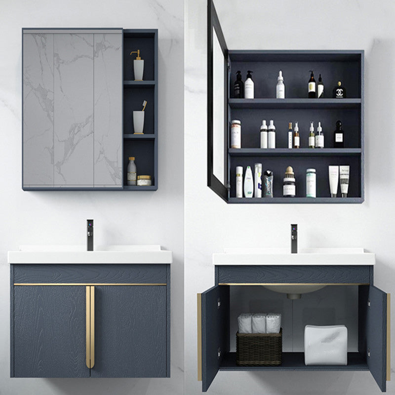 Modern Sink Vanity Metal Color Block Mount Bathroom Vanity Cabinet