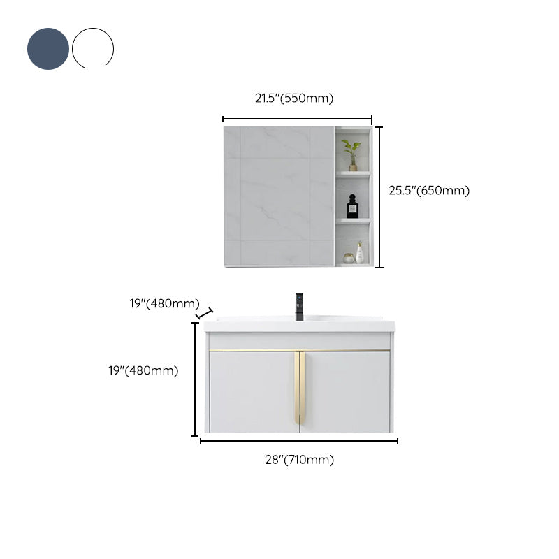 Modern Sink Vanity Metal Color Block Mount Bathroom Vanity Cabinet