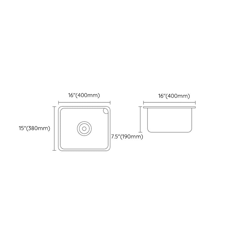 Contemporary Style Kitchen Sink Stainless Steel Dirt Resistant 1 Holes Kitchen Sink