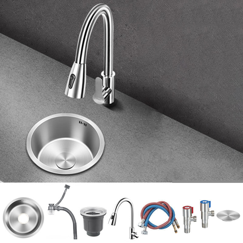 Contemporary Style Kitchen Sink Stainless Steel Round Kitchen Sink