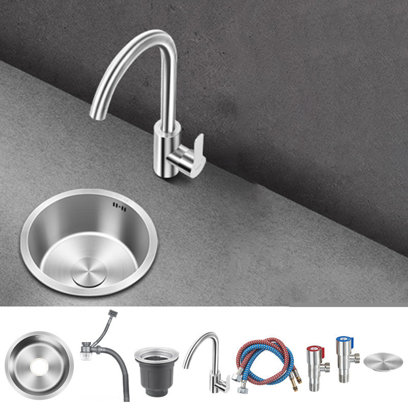 Contemporary Style Kitchen Sink Stainless Steel Round Kitchen Sink