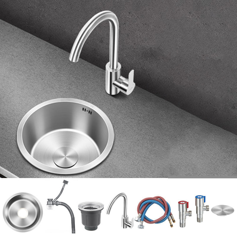 Contemporary Style Kitchen Sink Stainless Steel Round Kitchen Sink