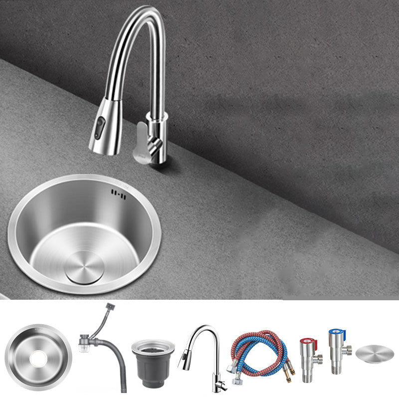 Contemporary Style Kitchen Sink Stainless Steel Round Kitchen Sink