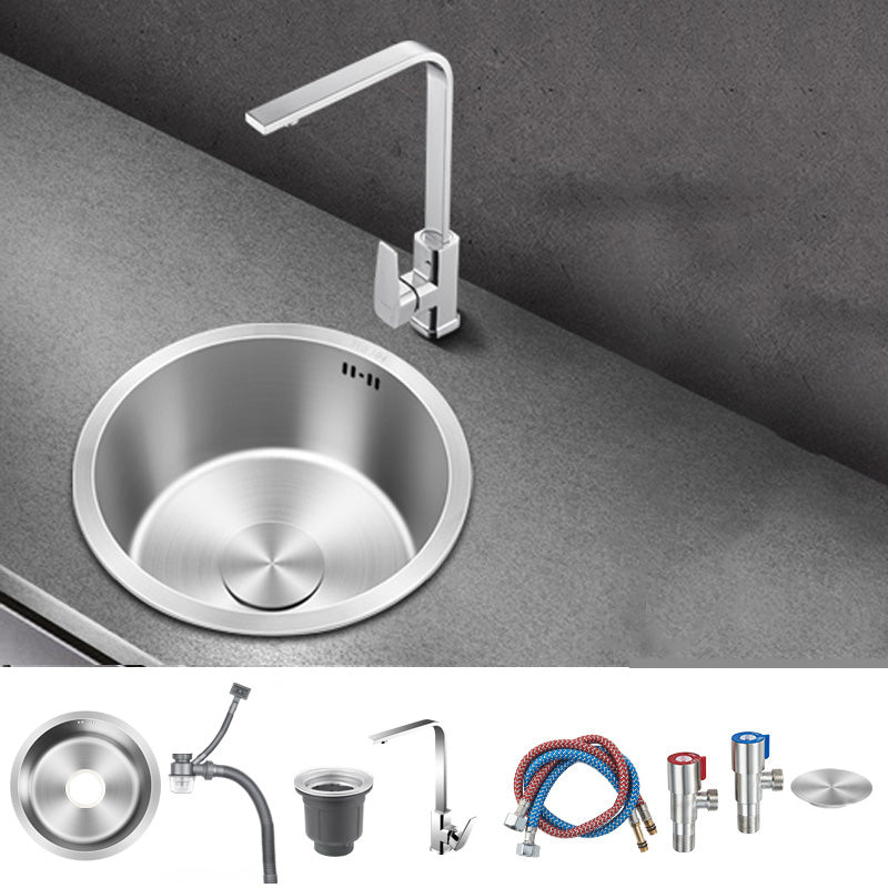 Contemporary Style Kitchen Sink Stainless Steel Round Kitchen Sink