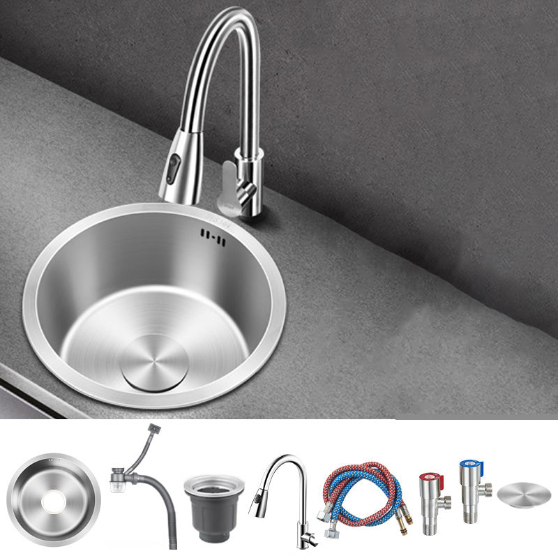 Contemporary Style Kitchen Sink Stainless Steel Round Kitchen Sink