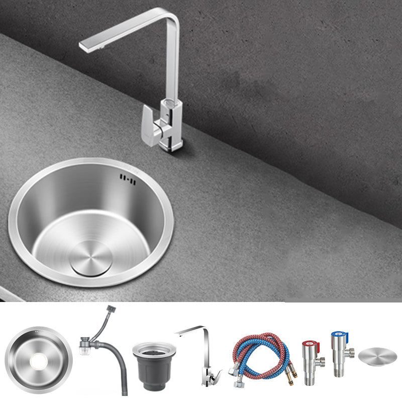 Contemporary Style Kitchen Sink Stainless Steel Round Kitchen Sink