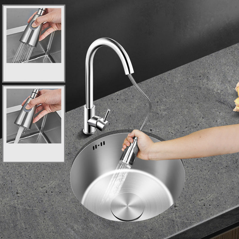 Contemporary Style Kitchen Sink Stainless Steel Round Kitchen Sink