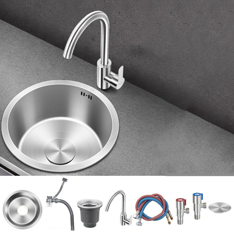 Contemporary Style Kitchen Sink Stainless Steel Round Kitchen Sink