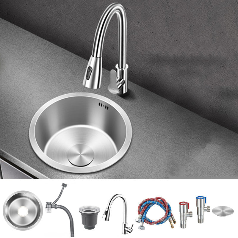 Contemporary Style Kitchen Sink Stainless Steel Round Kitchen Sink