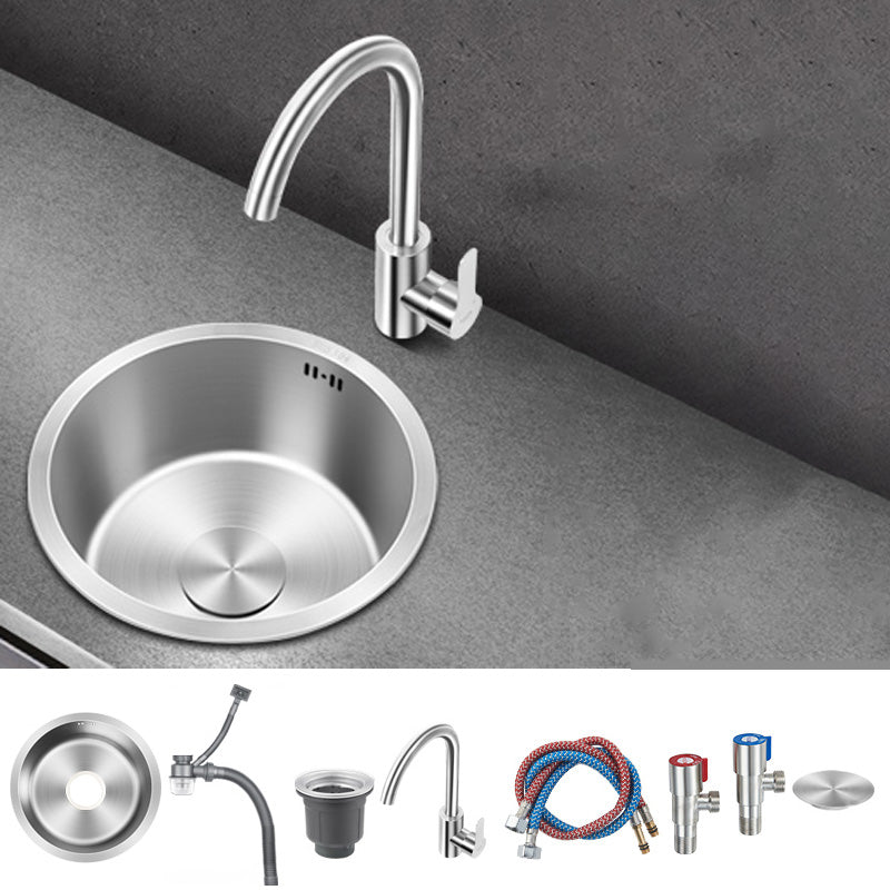 Contemporary Style Kitchen Sink Stainless Steel Round Kitchen Sink