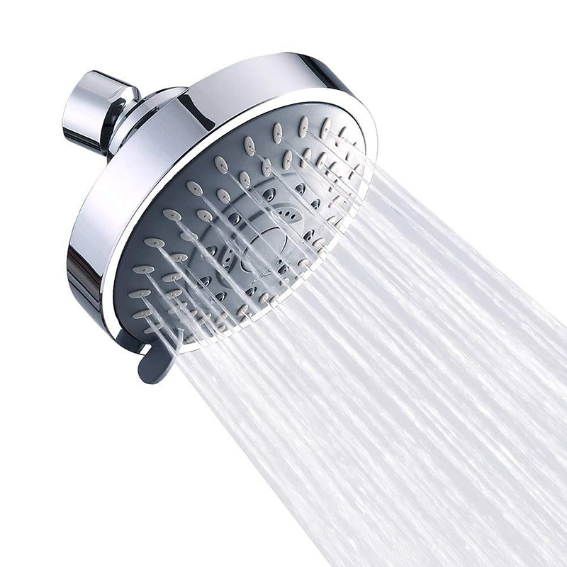 Silver Round Fixed Shower Head Modern Style Wall-Mount Showerhead