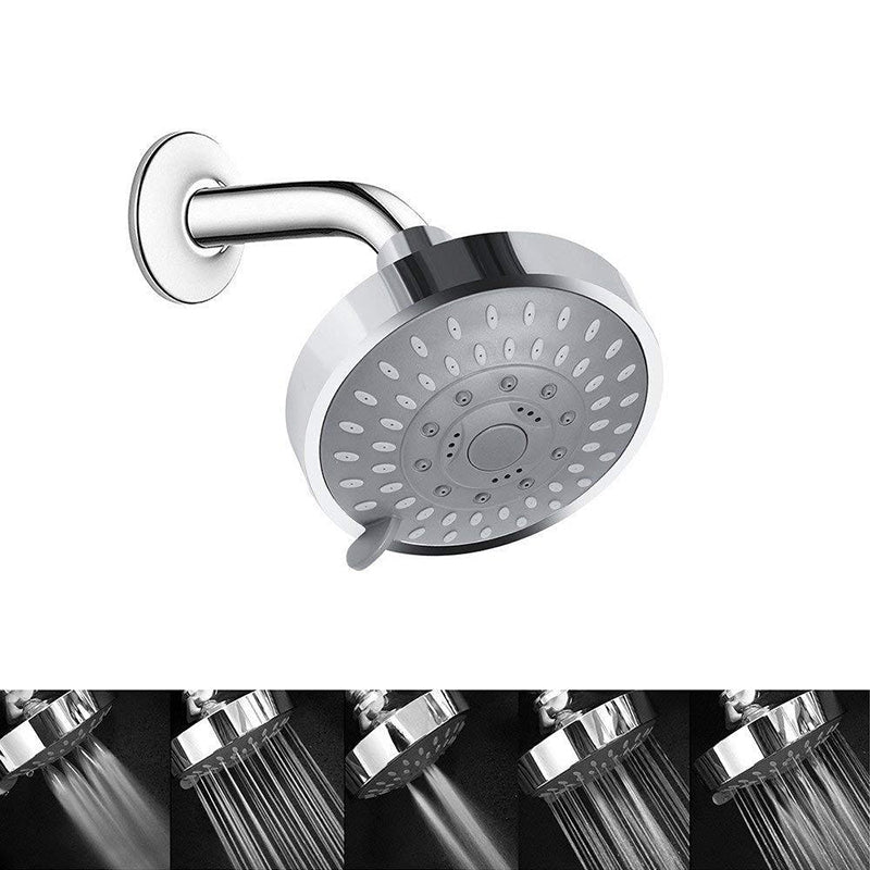 Silver Round Fixed Shower Head Modern Style Wall-Mount Showerhead