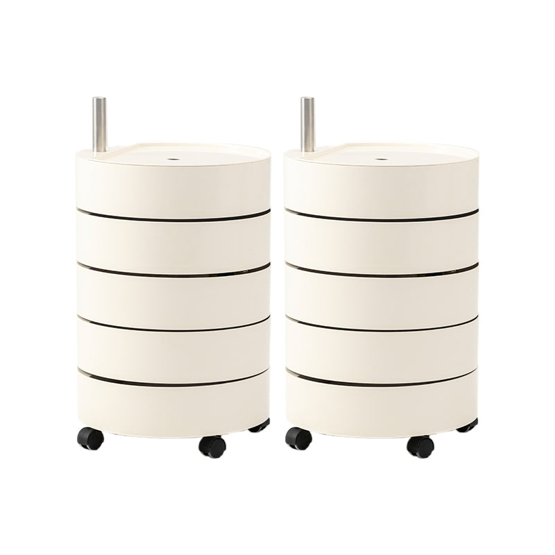 5 Shelves Contemporary Night Table Round Nightstand ,27.6" Tall