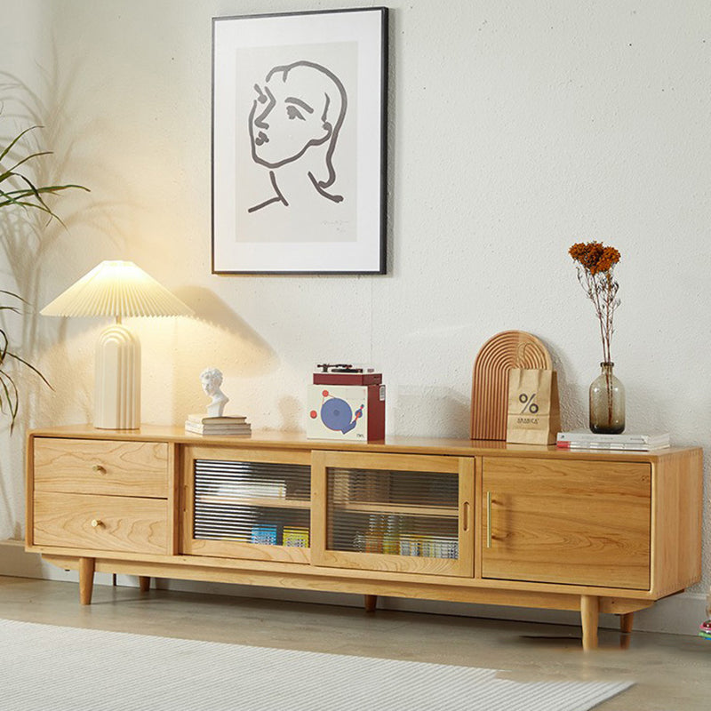 Scandinavian TV Media Console Solid Wood TV Stand for Living Room