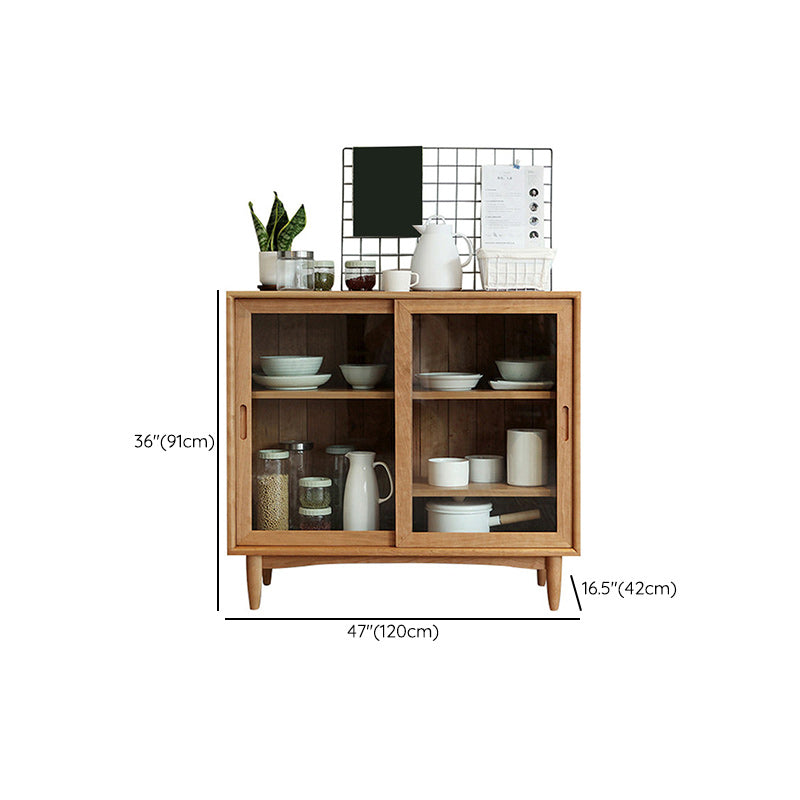 Contemporary Pine Display Stand Glass Doors Display Cabinet with Door