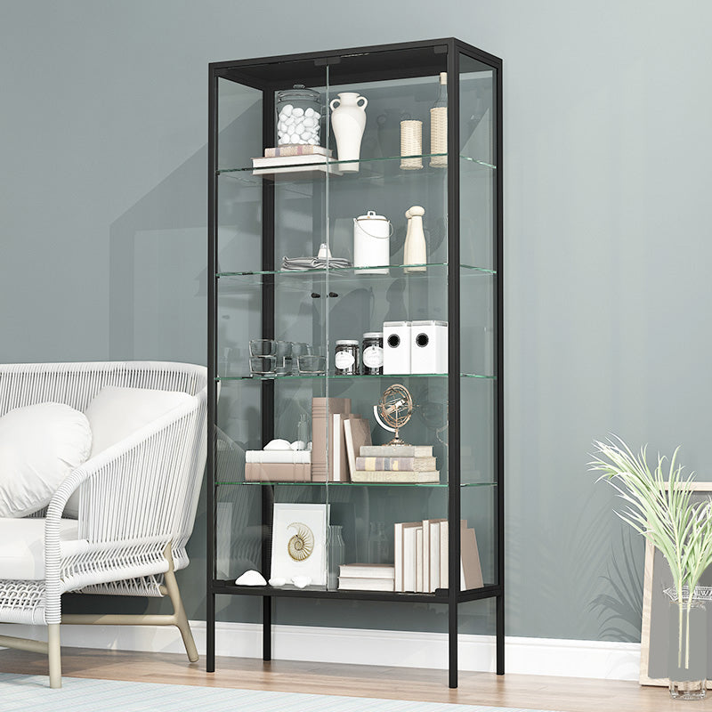 Industrial Metal Curio Cabinet Glass Doors Standard Display Cabinet for Living Room