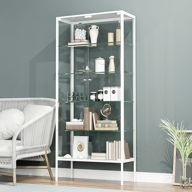 Industrial Metal Curio Cabinet Glass Doors Standard Display Cabinet for Living Room