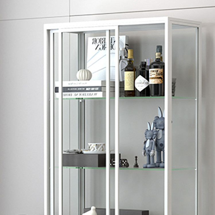 Industrial Metal Curio Cabinet Glass Doors Standard Display Cabinet for Living Room